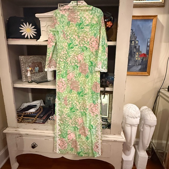Lilly Pulitzer sz 4 Shealyn stretch maxi caftan lime feeling good fauna nwt - Picture 4 of 7
